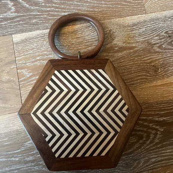 LULU Wooden Box Mini Bag Zigzag Chevron Purse‎ - Picture 7 of 11